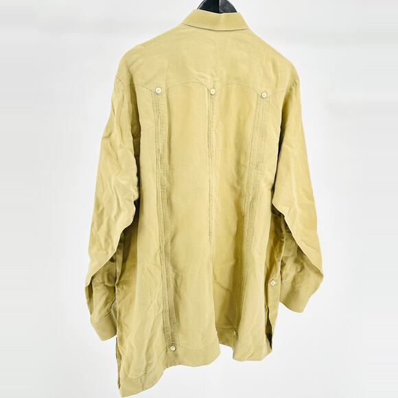 Rare Vintage Cafe Versailles Miami Beige Tan Long Sleeve Guayabera Shirt - Picture 5 of 10